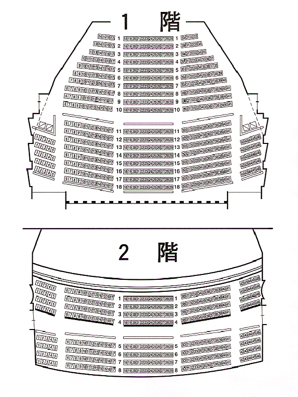 高梁総合文化会館大ホールの座席表